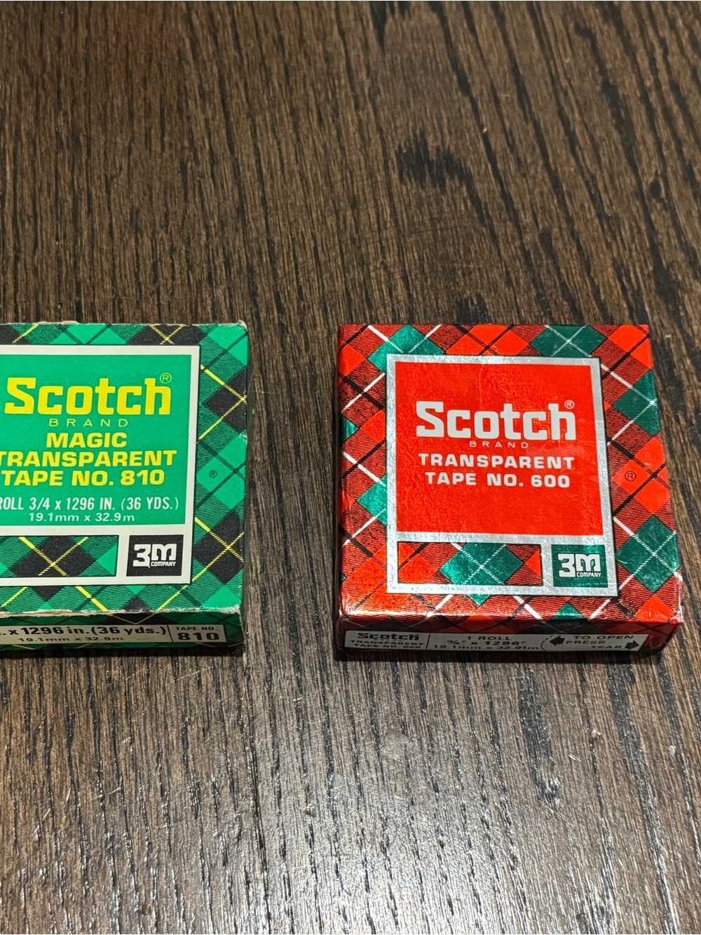 Vintage ScotchTape Boxes Christmas Plaid Red Green